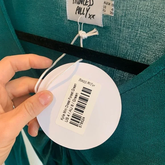 Princess Polly forest green jade bodycon cutout dress mini long sleeve stretch 4 - Picture 7 of 7